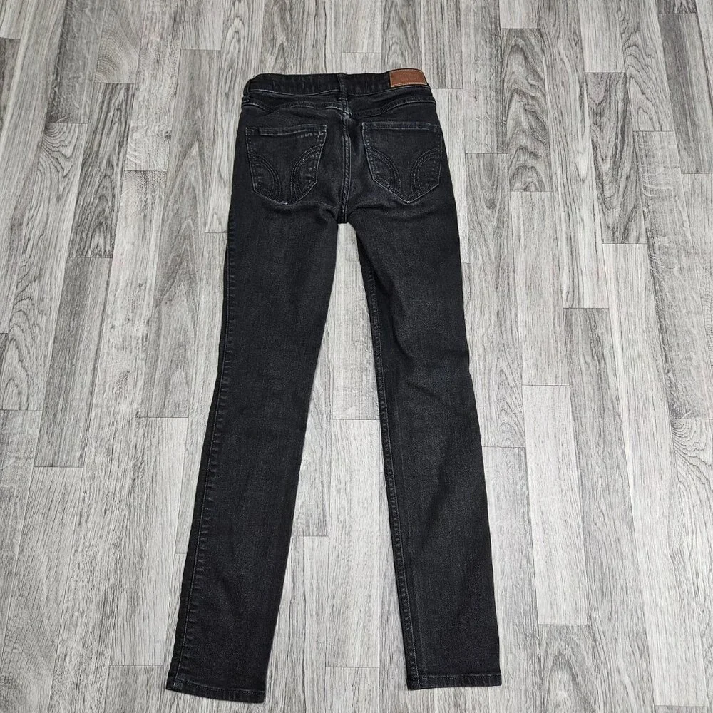 Hollister Mid-Rise Super Skinny Jeans Juniors 00S‎ Black Classic Stretch Denim